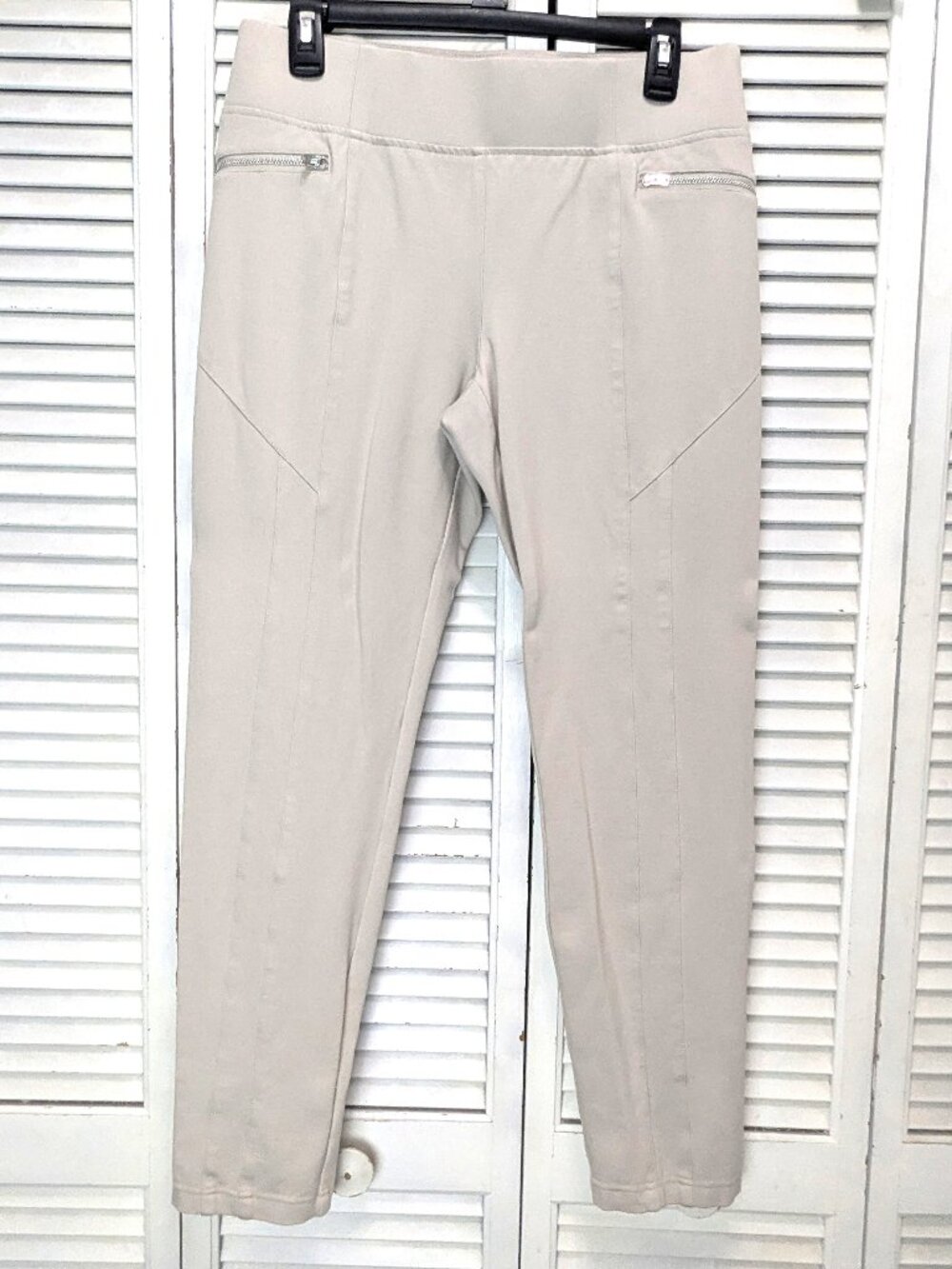 INC International Concepts Womens Beige Ponte Knit Pull On Pants Size 10 Zip Pkt